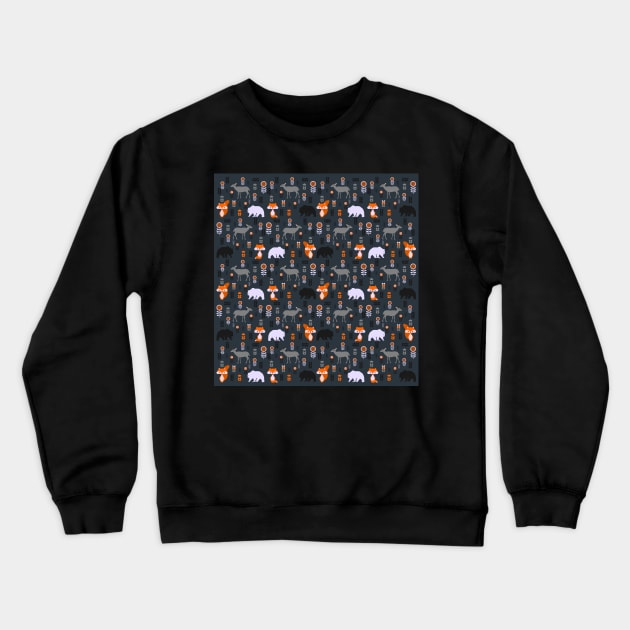 Wild foxes, deer, bears and flowers Crewneck Sweatshirt by cocodes